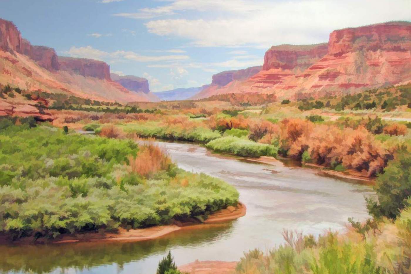 painting of river
