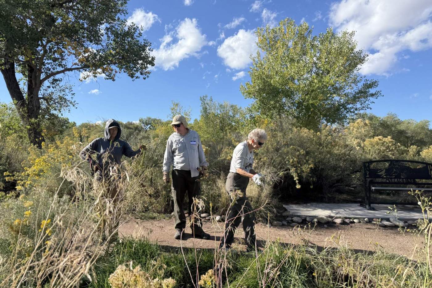 volunteers at pollinator garden