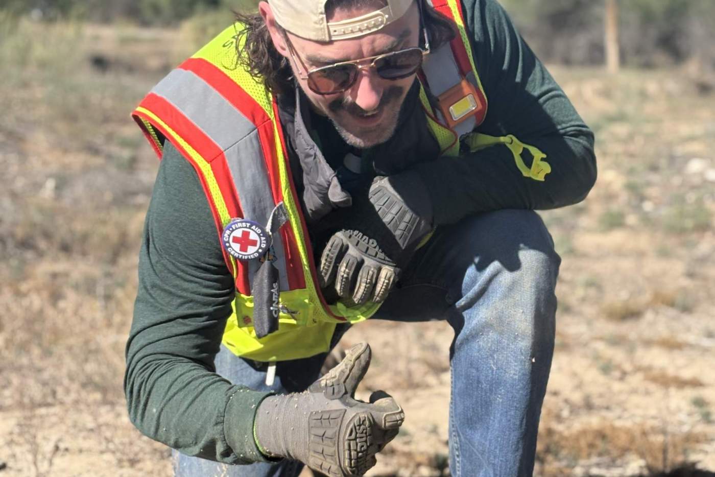 Mike from amazon pulls weeds