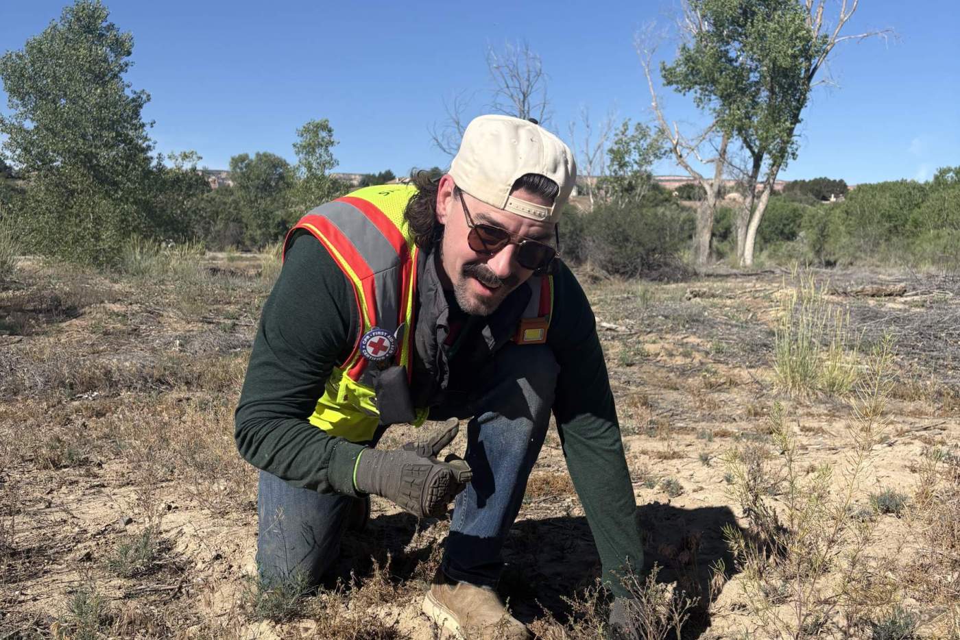 Mike from amazon pulls weeds